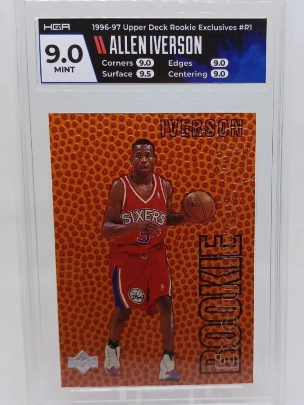 1996-97 Upper Deck Allen Iverson RC Rookie Exclusives #R1 HGA 9